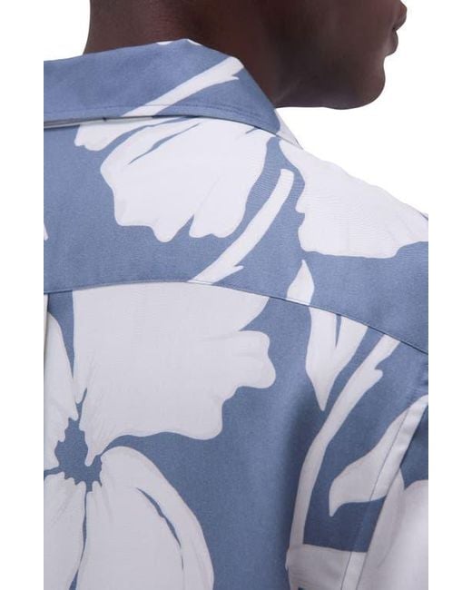 Bugatchi Blue Jackson Floral Lyocell Camp Shirt for men