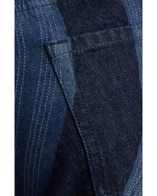 Dries Van Noten Blue Peyton Laser Print Wide Leg Jeans
