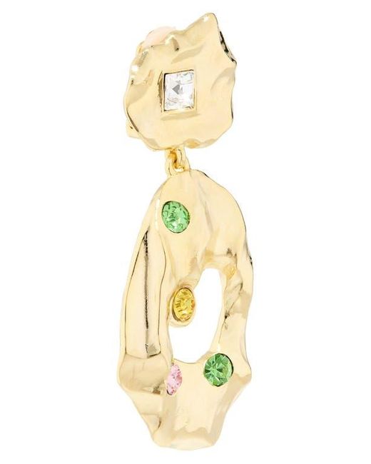 Oscar de la Renta Metallic Textured Metal & Crystal Drop Clip-On Earrings