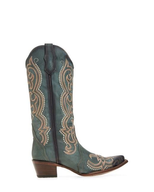 Circle Green Knee High Western Boot