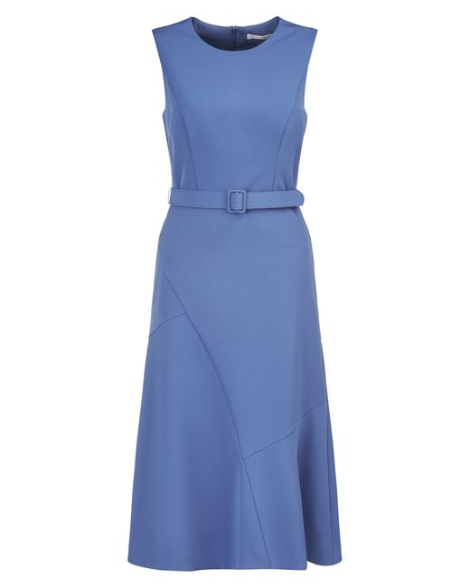 Kay Unger Blue Janet Belted Cocktail Midi Dress