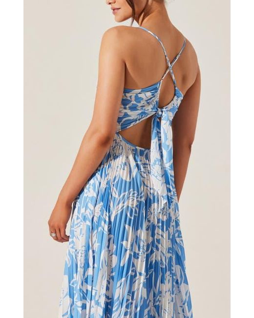 Astr Blue Blythe Pleated Maxi Dress