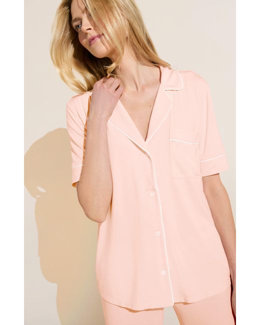 Eberjey Pink Gisele Short Sleeve Jersey Knit Pajamas