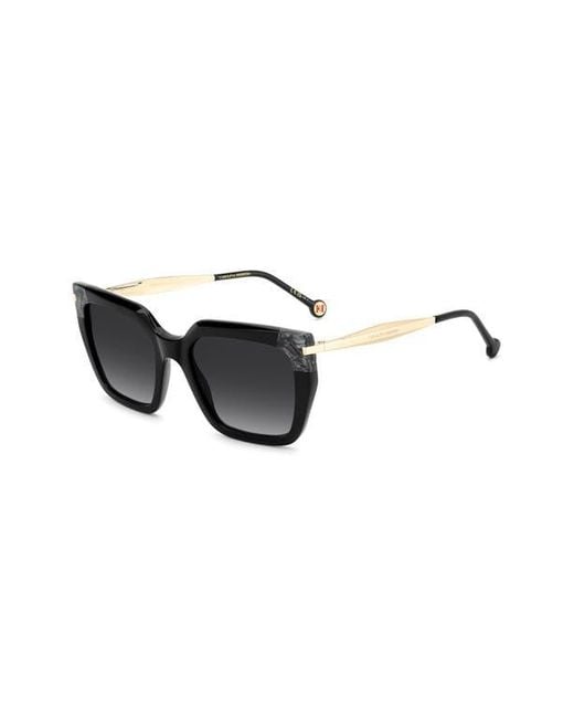 Carolina Herrera Black 55Mm Rectangular Sunglasses