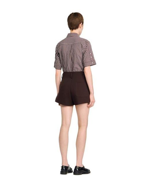 Sandro Brown Buttoned Carpenter Shorts