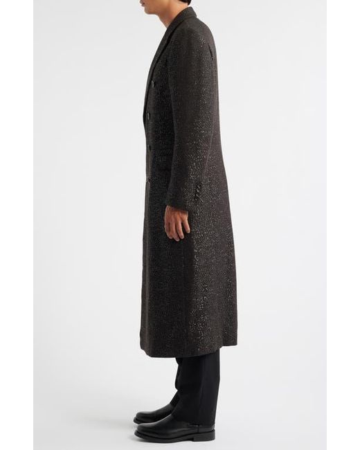 Tom Ford Black Sequined Light Bouclé Double Breasted Topcoat for men