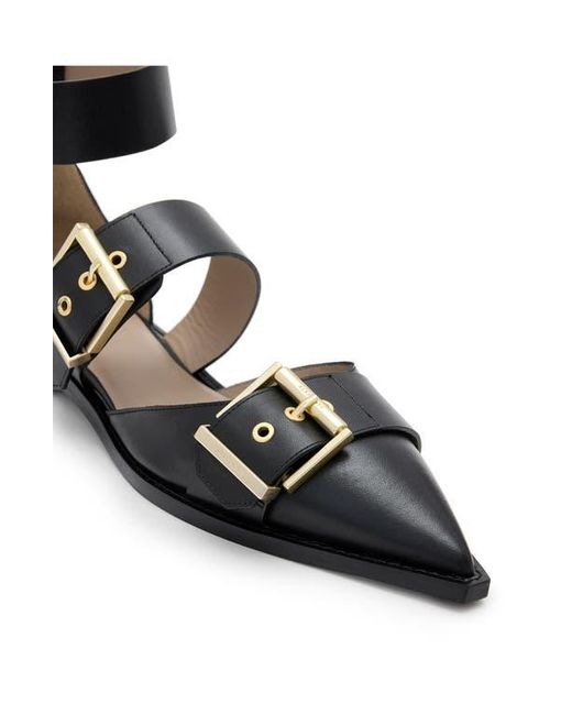 AllSaints White Sutton Ankle Strap Pointed Toe Flat
