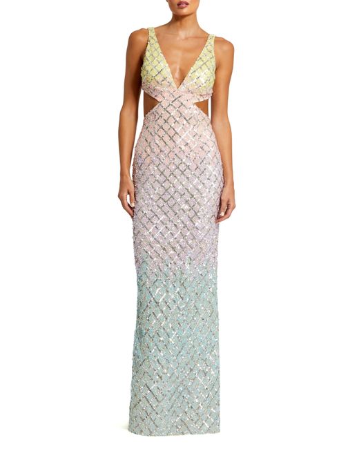 Mac Duggal Multicolor Sequin Ombré Gown