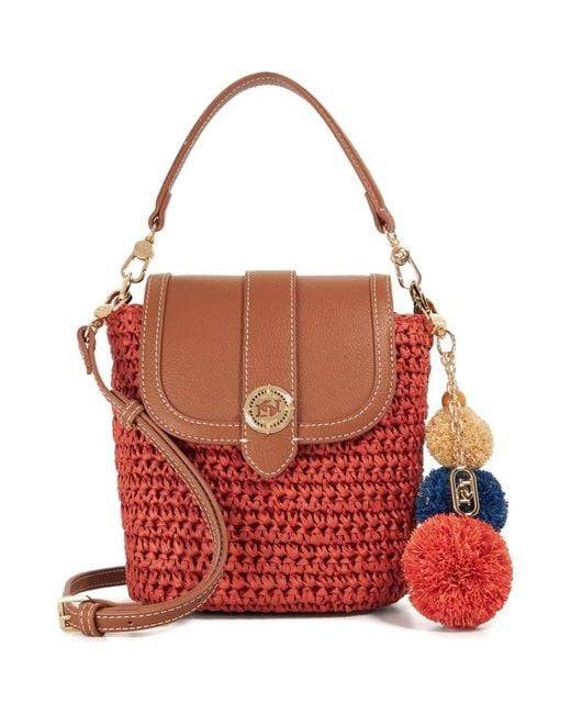 Dune Red Dimple Raffia Handbag