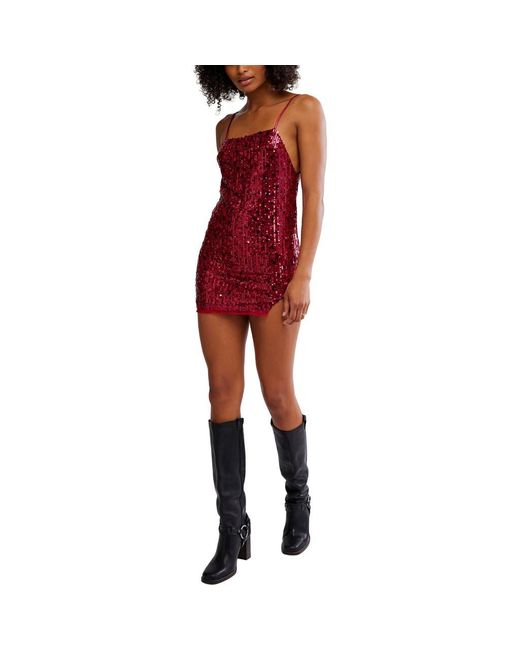 open lace back dress Red Roses in Bloom Puff Sleeve Dress Red / Small (0/2) main image 1