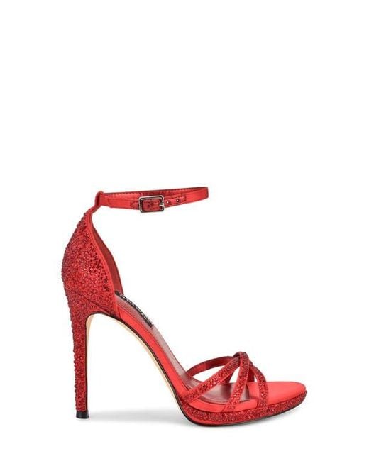 Nine West Red Lartay Platform Ankle Strap Sandal