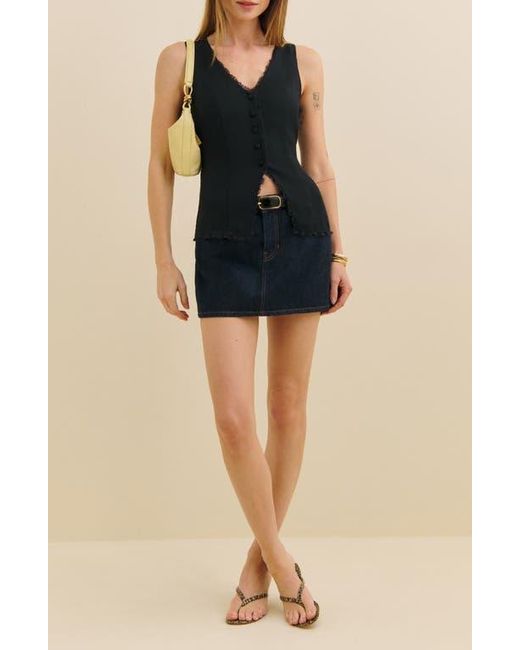 Reformation Black Skylar Tie Back Lace Vest