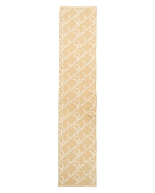 Burberry Metallic Ribbon Text Wool Scarf