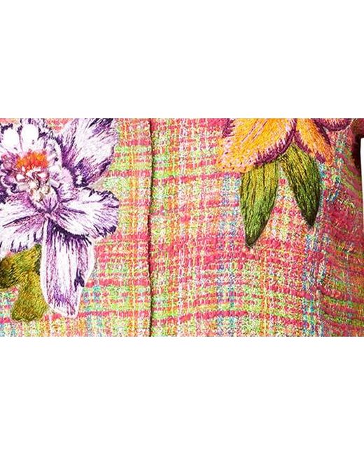 Carolina Herrera Pink Embroidered Floral Check Jacket