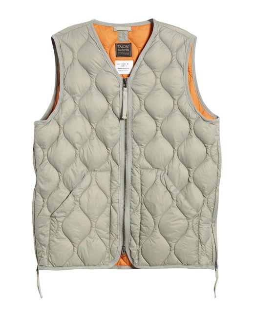 Taion Gray Military Quilted Packable Water Resistant 800 Fill Power Down Vest for men