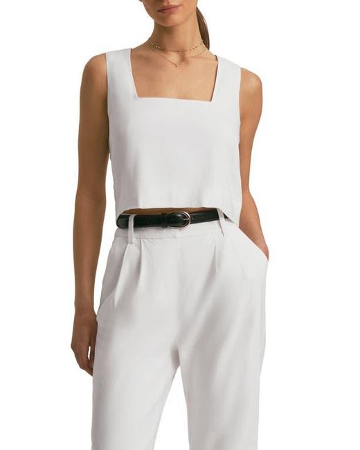 FAVORITE DAUGHTER White The Abby Linen Blend Square Neck Crop Shell