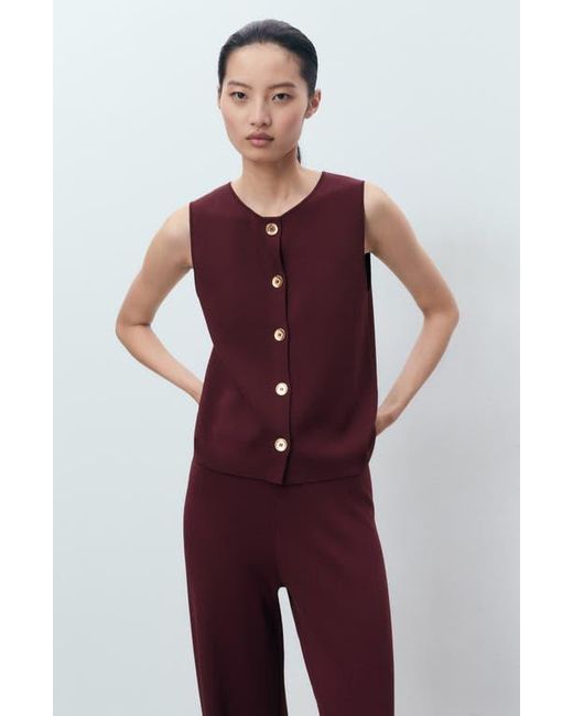 Mango Red Straight Leg Knit Pants