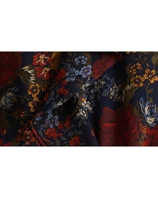 Ralph Lauren Brown Floral Ruffle Accent Top