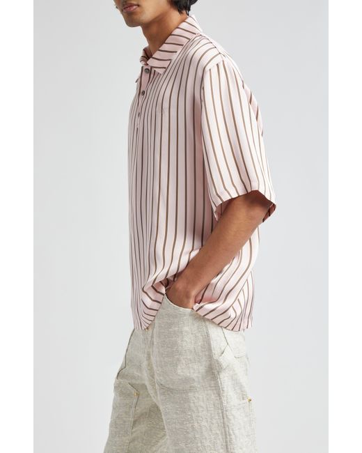4SDESIGNS Pink Stripe Oversize Popover Shirt for men