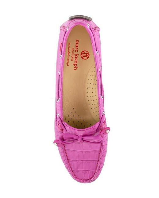 Marc Joseph New York Pink Cypress Hill Croco Tiebow Driver Loafer