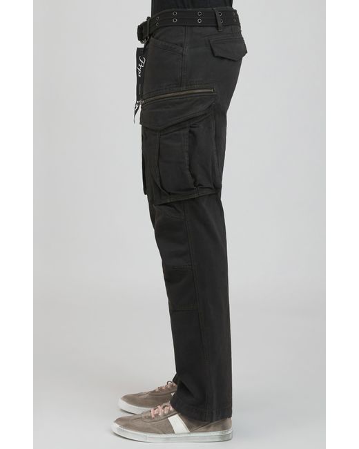 PRPS Black Backbone Belted Cargo Jeans for men