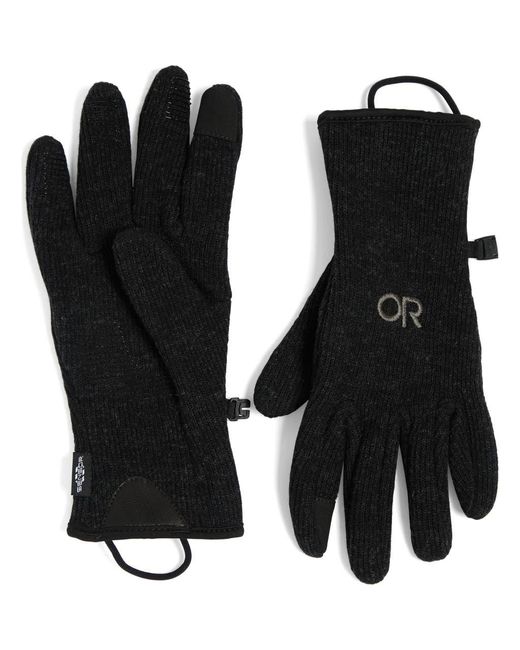 Outdoor Research Black Flurry Touchscreen Compatible Wool Blend Gloves for men