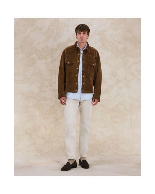 Fortela Brown Suede Western Jacket for men
