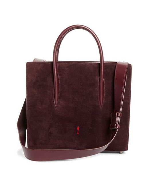Christian Louboutin Red Medium Paloma Loubinthesky Studded Leather Tote