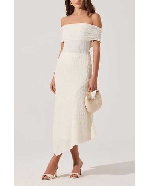 Astr Natural Off The Shoulder Textured Knit Top