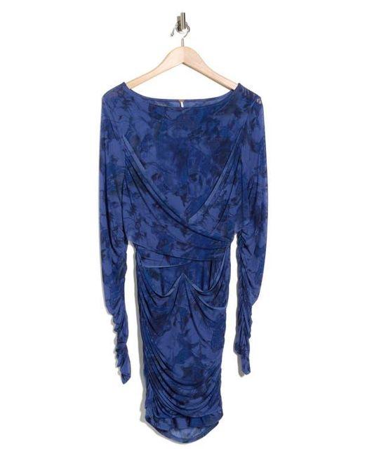 Free People Women's Blue Katana Long Sleeve Body-Con Minidress