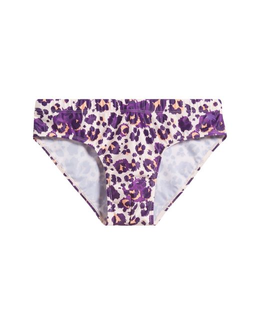 Boardies Purple Cheetah Swim Briefs for men