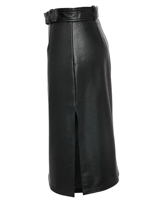 Noisy May Black Paula Cargo Faux Leather Midi Skirt