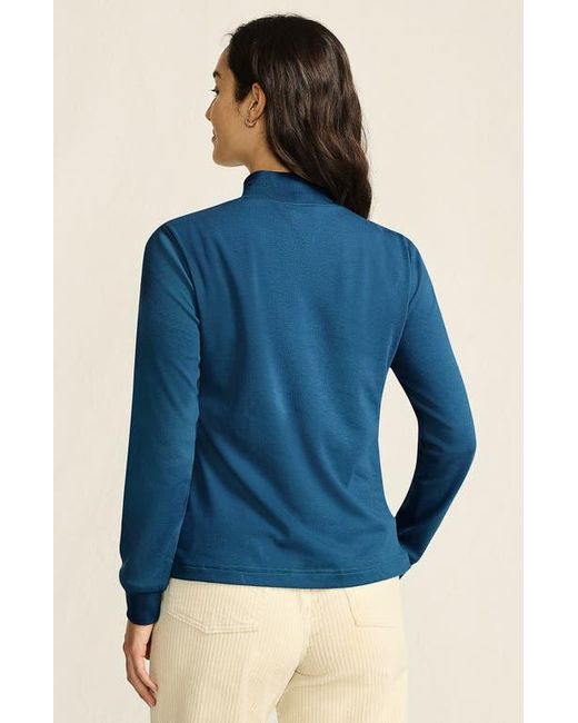 Lands' End Blue Relaxed Cotton Long Sleeve Mock Turtleneck