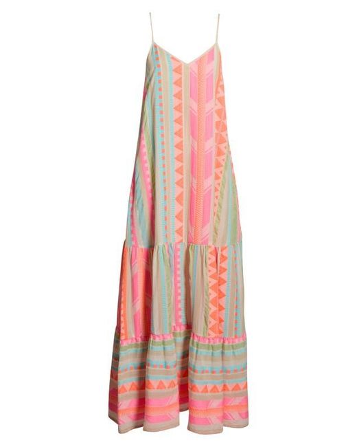 sachin and babi light blue dress Elan Women's Pink Embroidered Tiered Cotton Blend Cover-Up Maxi Dress