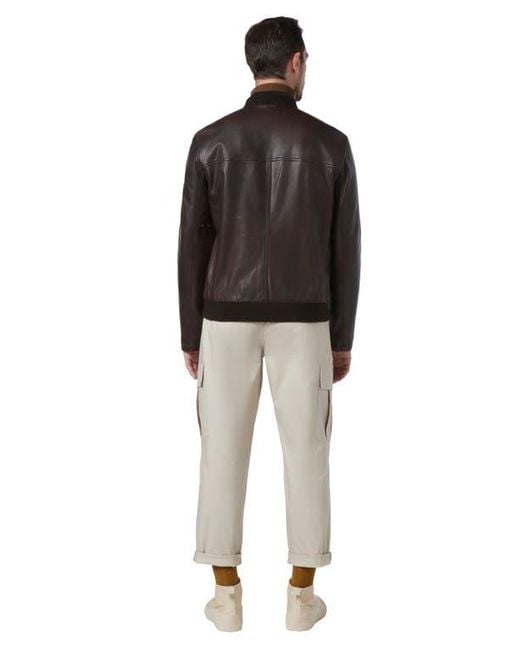 Andrew Marc Brown Macneil Leather Bomber Jacket for men