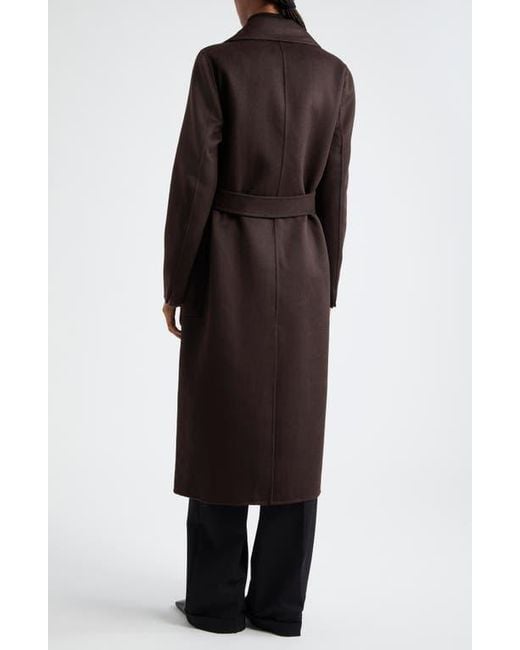 Reiss Black Lucia Tie Waist Wool Blend Coat