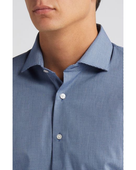 Nordstrom Blue Easy Care Trim Fit Micropattern Dress Shirt for men