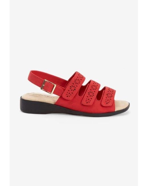 Comfortview Red The Sutton Suede-Like Adjustable Sandal