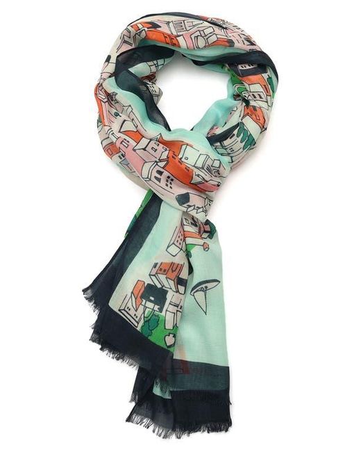 Kate Spade Green Map Print Oblong Scarf