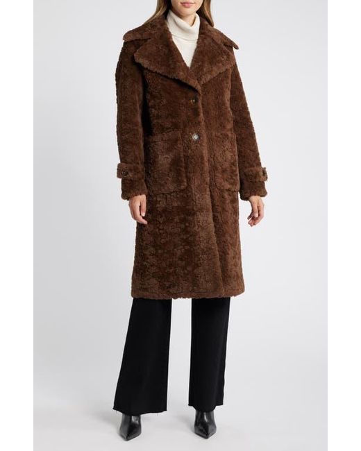 Sam Edelman Longline Faux Fur Coat in Brown Lyst