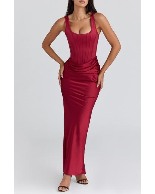 house of cb corset dress red Clothing: Maxi Dresses: 'Persephone' Scarlet Strapless Corset Dress