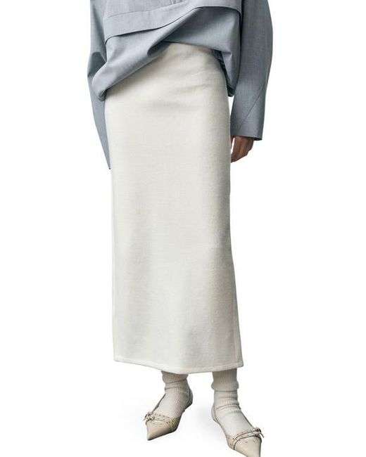 Mango White Lonce Wool Blend Maxi Skirt