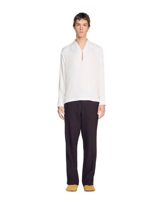 Sandro White Tunic-Effect Shirt for men