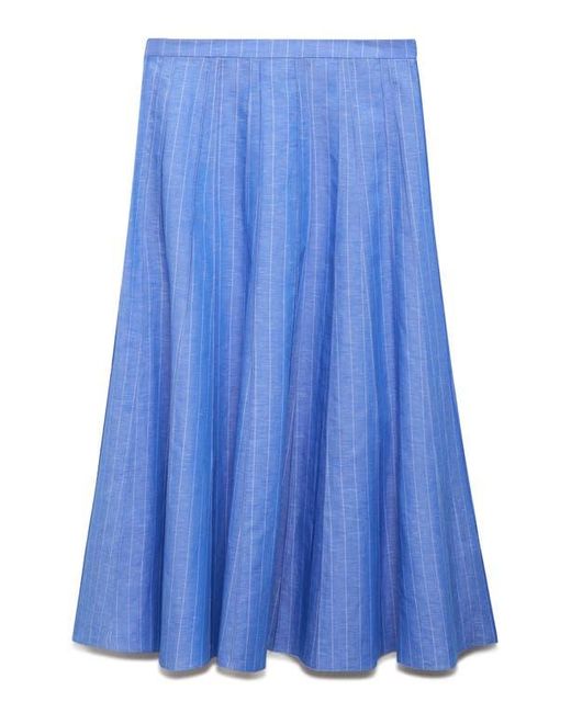 Mango Blue Stripe Cotton & Linen Skirt
