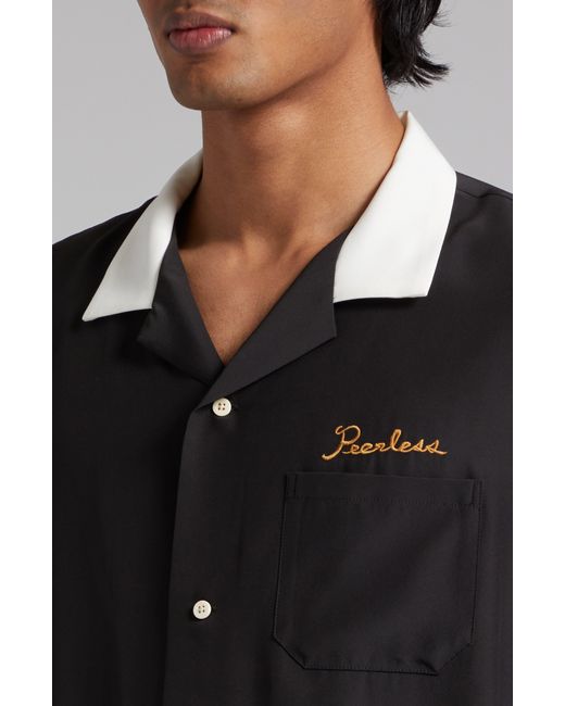 Visvim Hacking Embroidered Silk Satin Bowling Shirt in Black for Men Lyst