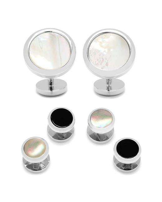 Cufflinks Inc. White Ox And Bull Trading Co. Mother-Of-Pearl Cuff Links & Shirt Stud Set for men