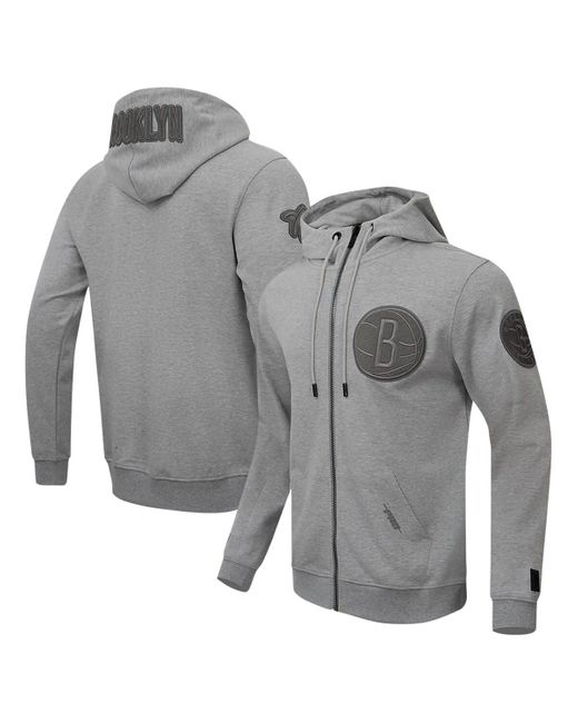 Pro Standard Brooklyn Nets Triple Tonal Dk Fullzip Hoodie Jacket At