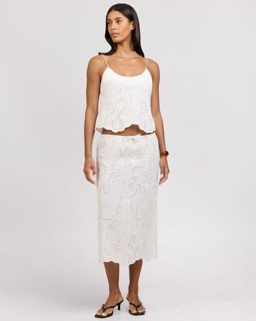 Onia White Drawstring Midi Skirt