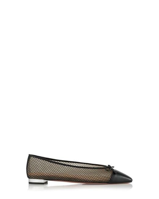 Aquazzura Black Gioia Cap Toe Ballet Flat