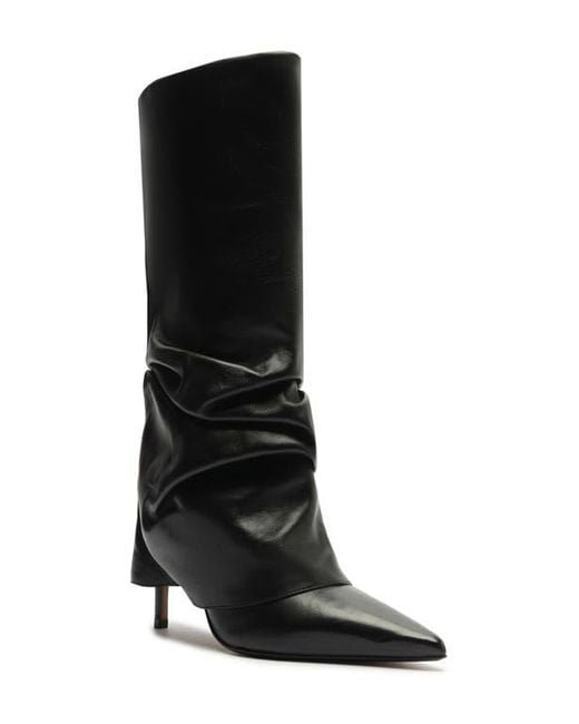 SCHUTZ SHOES Black Mikki Up Cloak Pointed Toe Boot